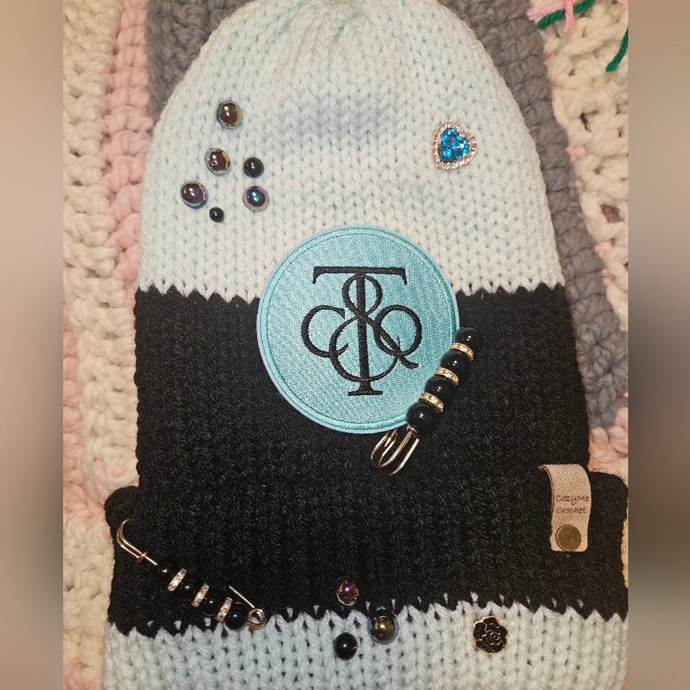 Chic Two-Tone Beanie with Embellishments